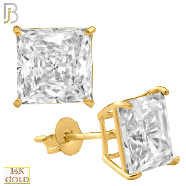 14K Yellow Gold Earring Stud Casting Square Prong