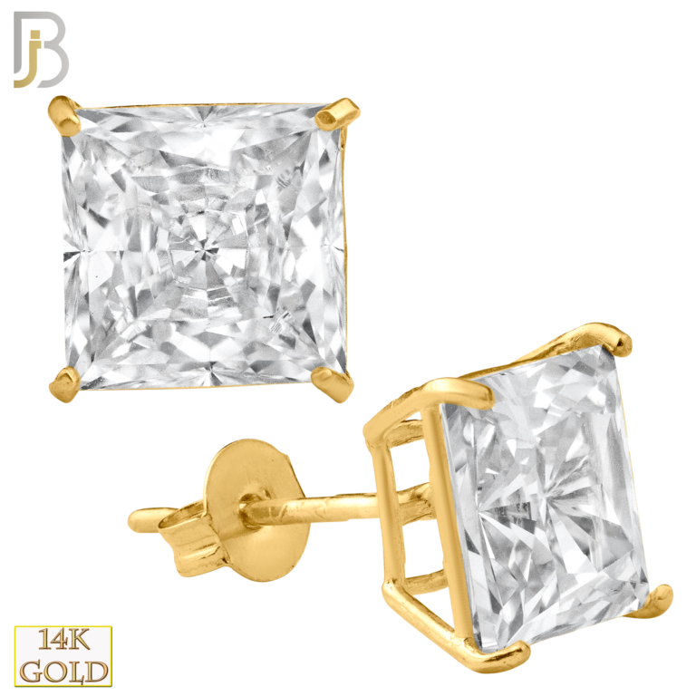 14K Yellow Gold Earring Stud Casting Square Prong