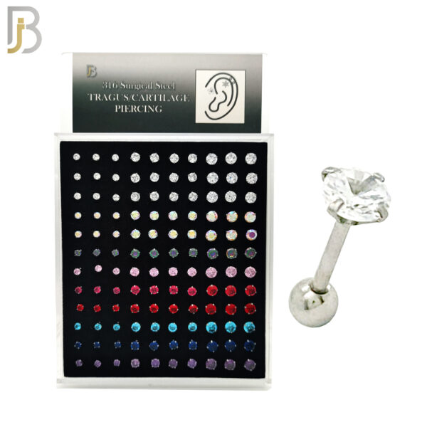 Tragus Cartilage Piercing Screw Ball with CZ