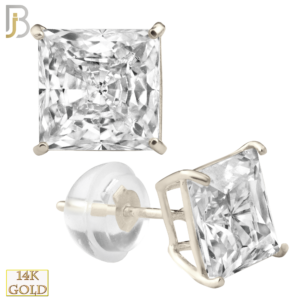 14K White Gold Silicone Back Stud Earrings Casting