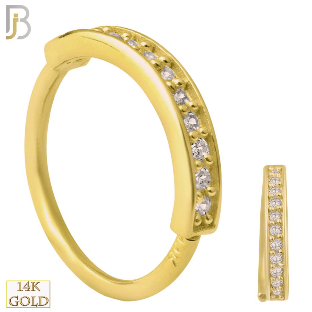 14k Solid Gold 11 Zircon Hoop Piercing
