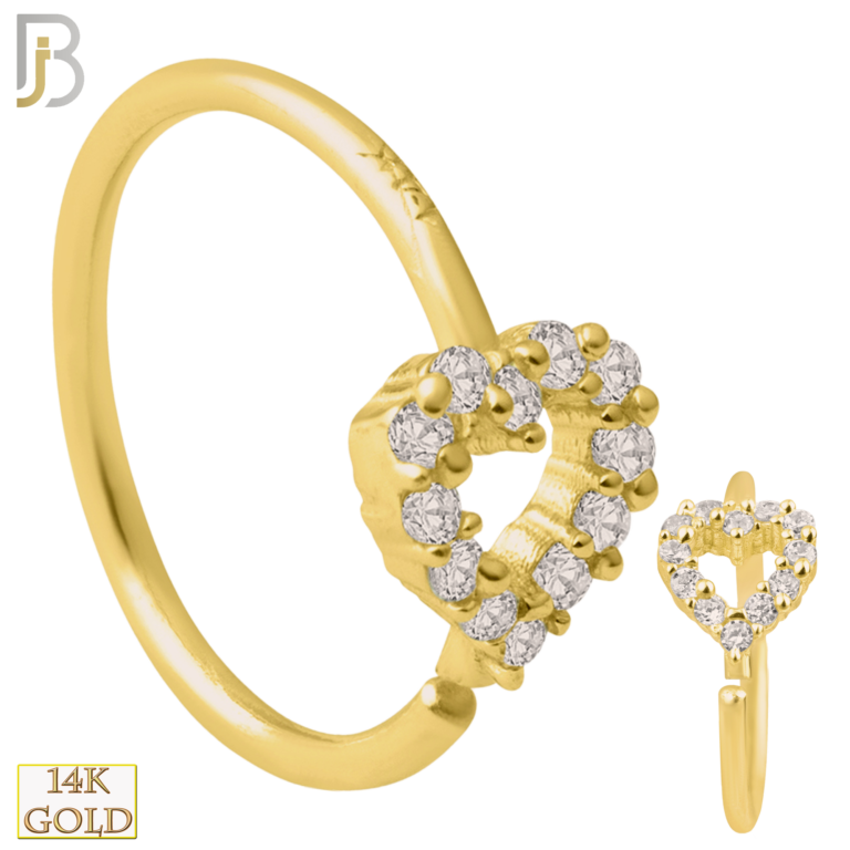 Solid Gold Hollow Heart with Multi CZ