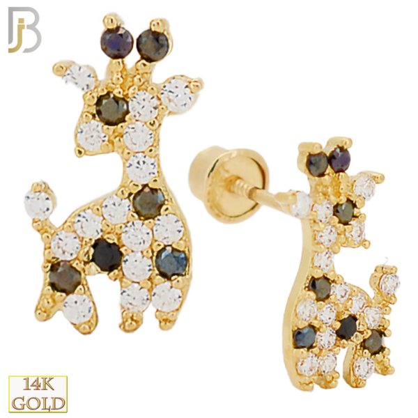 Yellow Gold Giraffe Design with Clear and Black CZ
