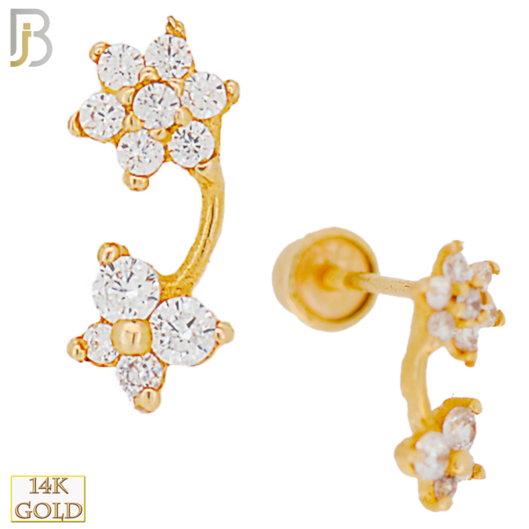 Gold Flower and Butterfly with CZ Screw