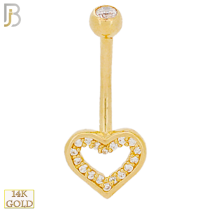 Gold Banana Belly Ring with Heart Design with CZ