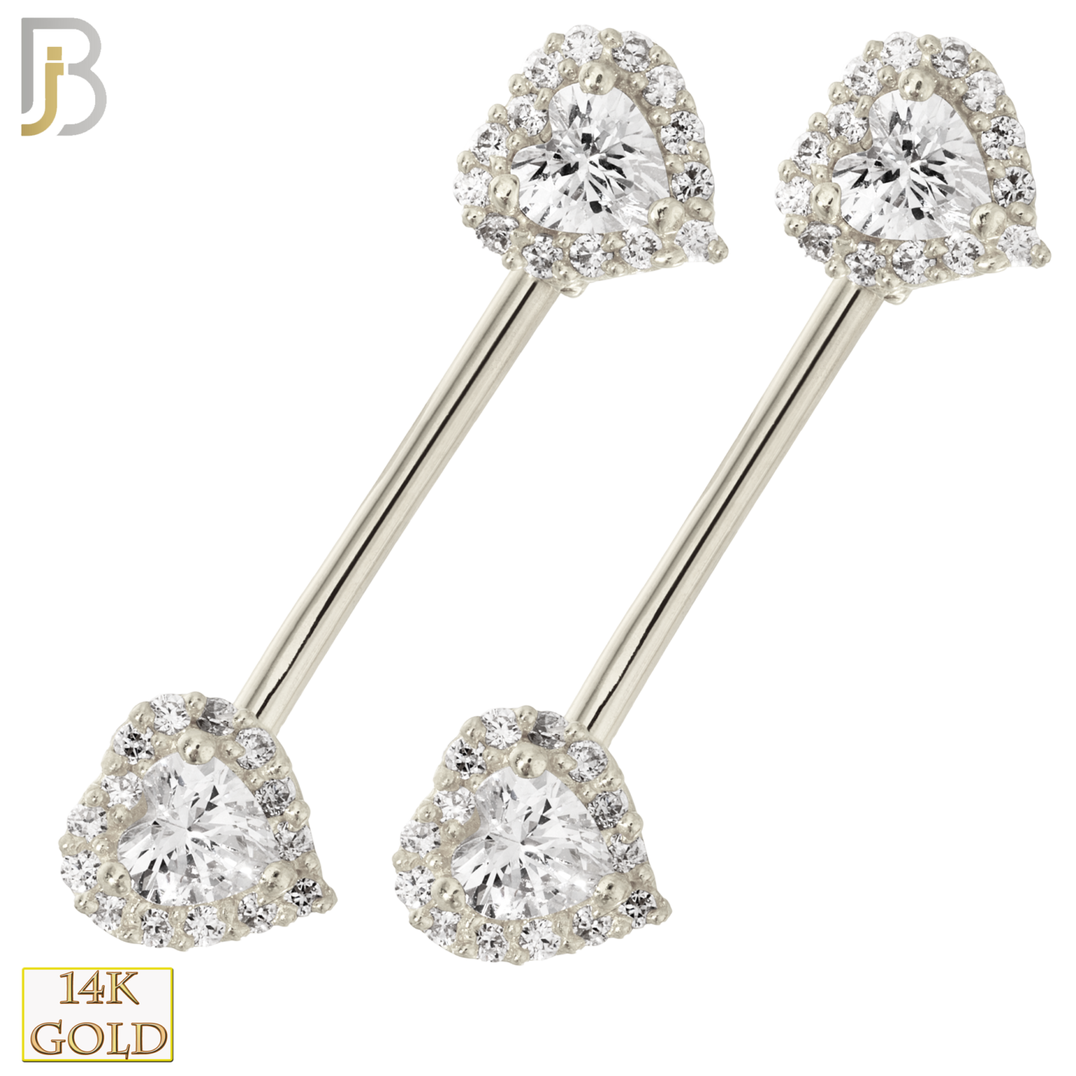 14k Gold Nipple Rings with Multiple CZ Body Jewelz
