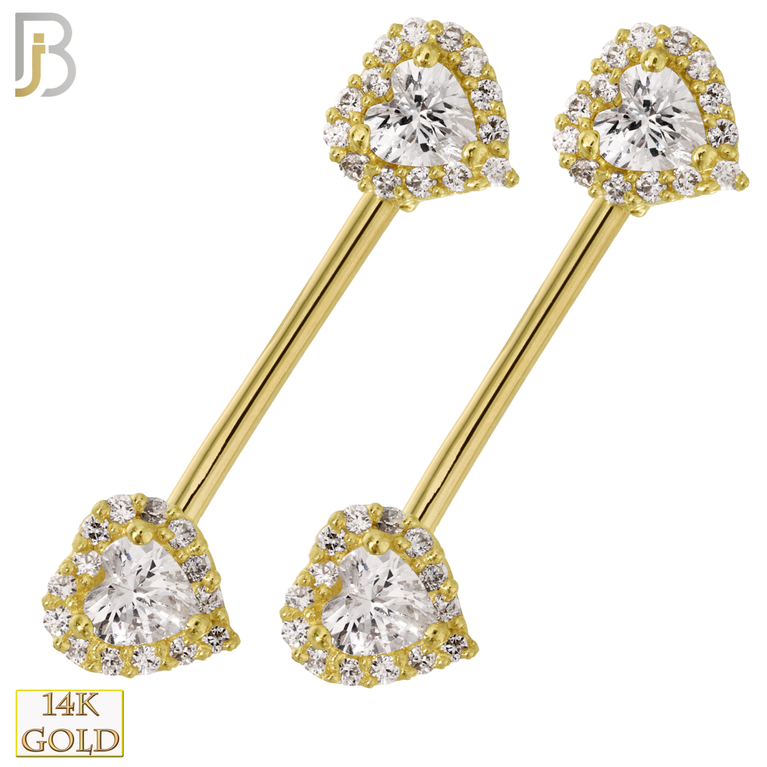 14k Gold Nipple Rings with Multiple CZ Body Jewelz