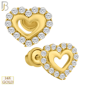 14k Solid Gold Heart Design Earring