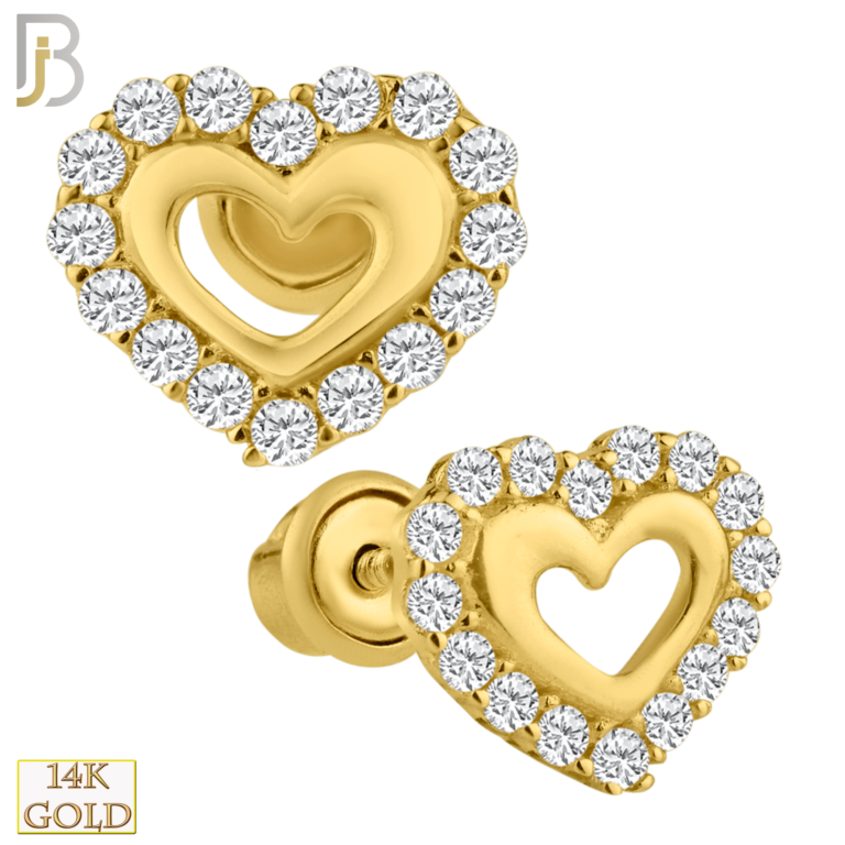 14k Solid Gold Heart Design Earring