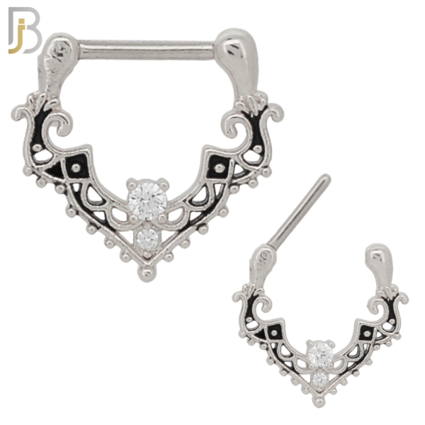 Surgical Steel Antique Finish with Zircon