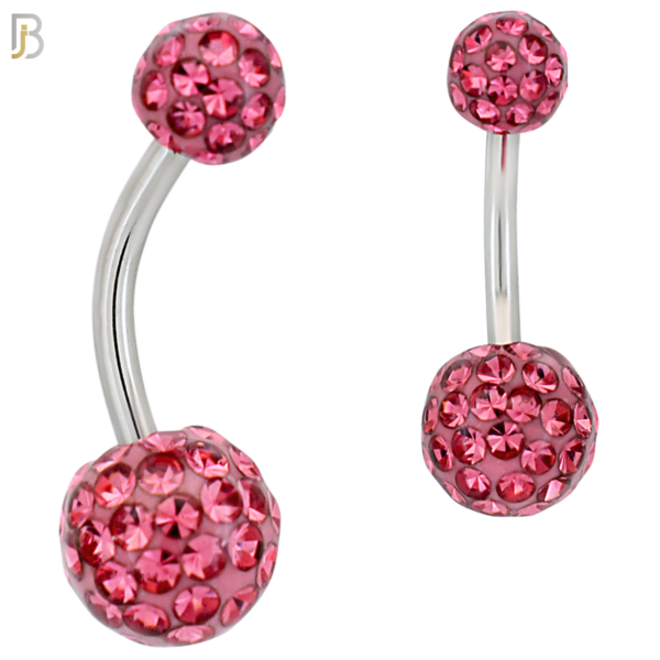 316L Stainless Steel Plated Round Prong Setting Zircon Banana Belly Navel Ring