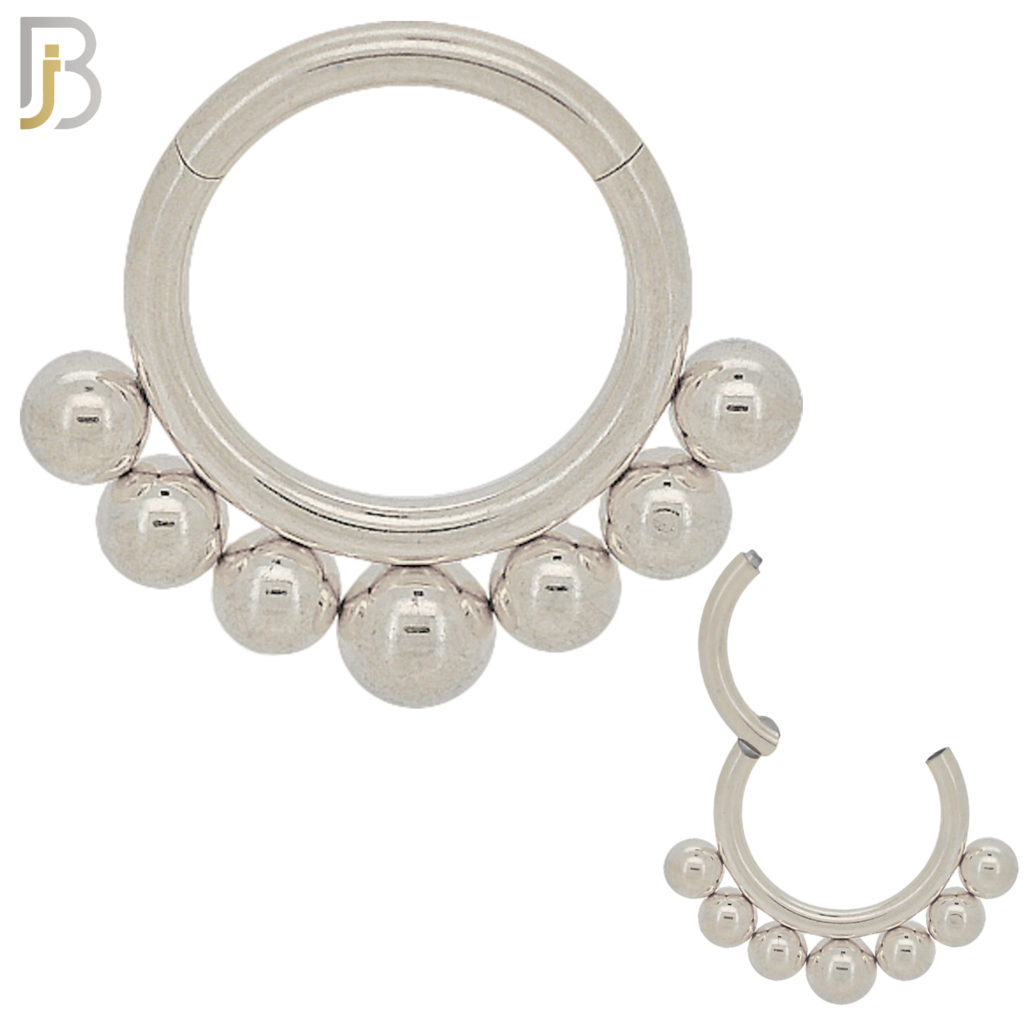 316 Stainless Steel Hinged Hoop with Cluster Beads Nose Rings Body Jewelz
