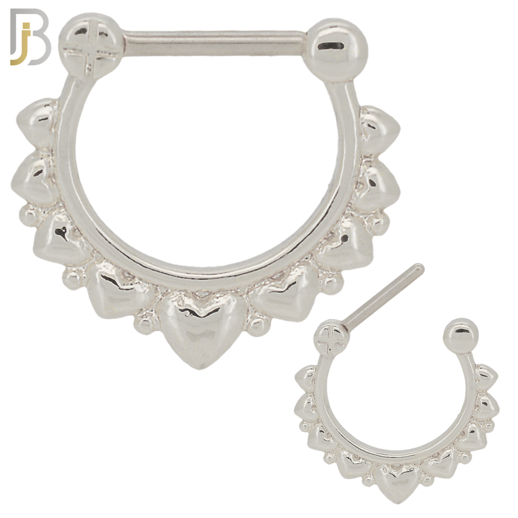 316 Stainless Steel Heart Cluster Septum Clicker Nose Rings Body Jewelz