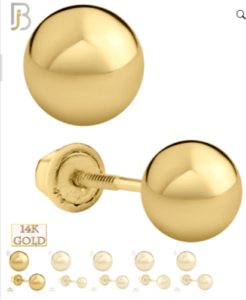 14K Gold Ball Stud Earrings