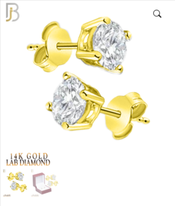14k gold diamond lab earriing stud