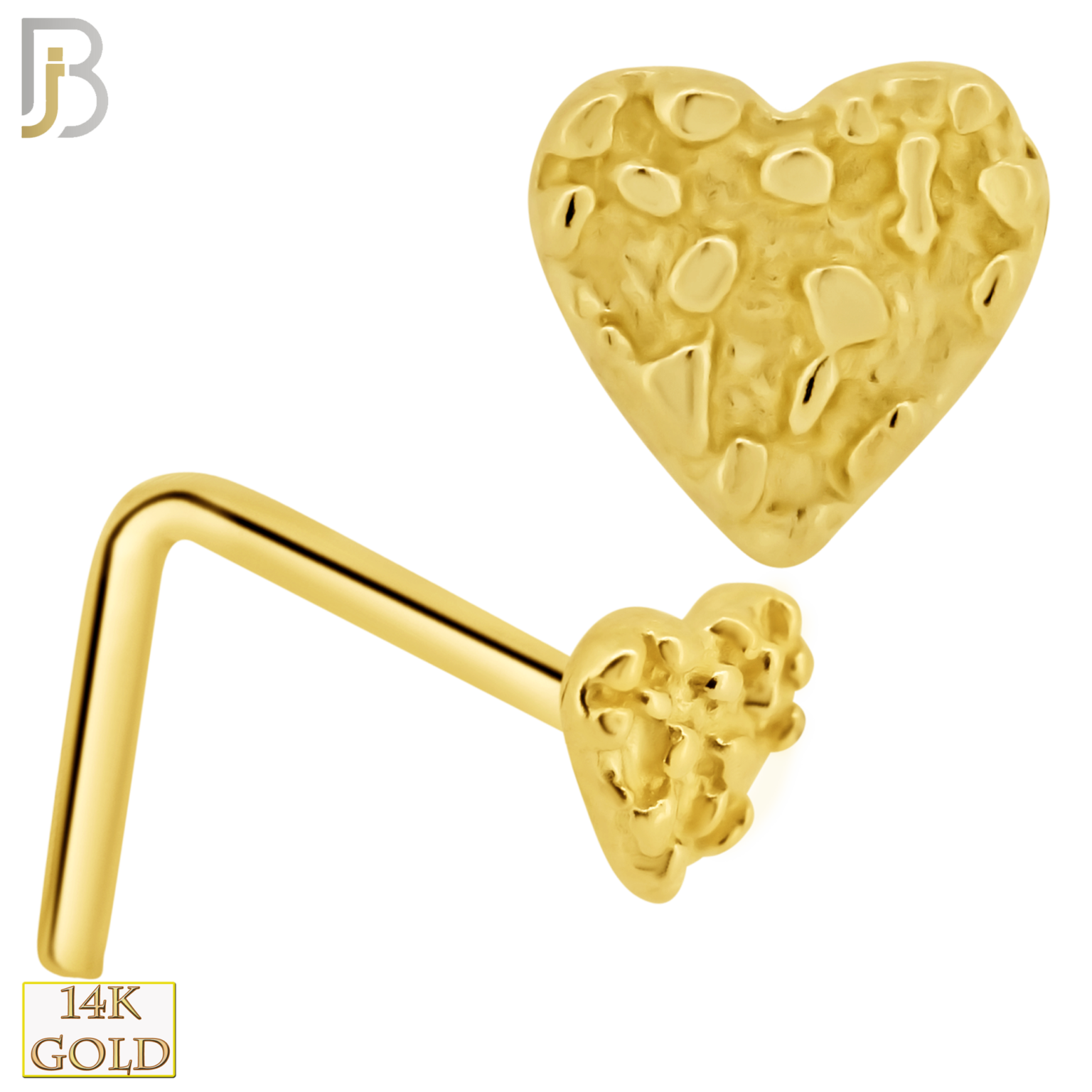 14k Solid Gold LShape Heart Nuggets Design Body Jewelz