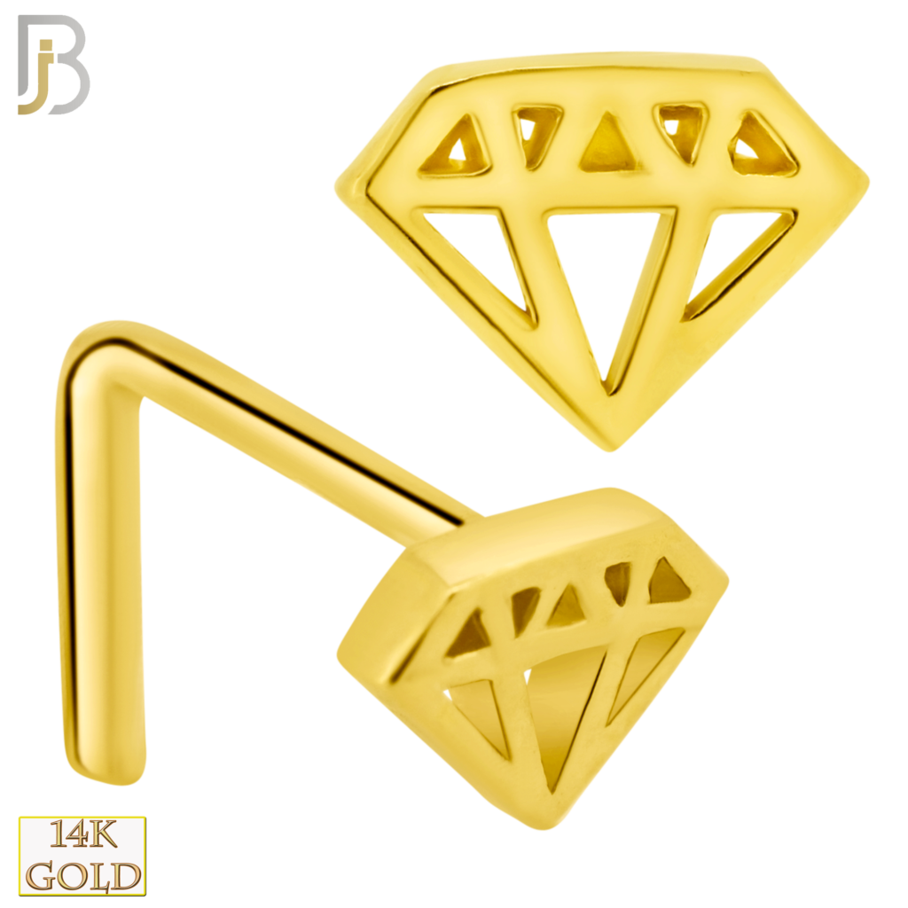 14k Solid Gold LShape Diamond Design Body Jewelz