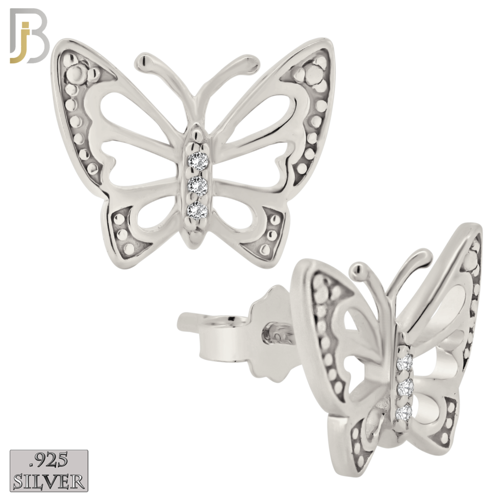 .925 Sterling Silver Butterfly Stud Earrings Body Jewelz