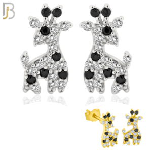 925 Sterling Silver Cat Design Earring Stud with Clear Zircon