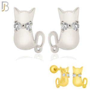 925 Sterling Silver Cat Design Earring Stud
