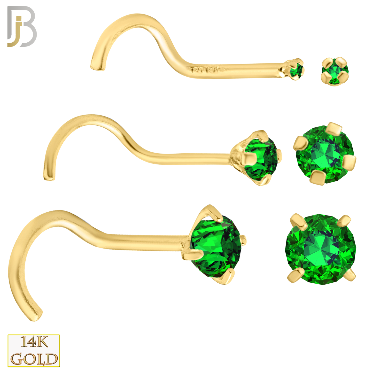 Agrewd 14k Solid Gold Nose Stud - 20G L-Shape With 1.5mm Star Designs, Real Gold Piercing Jewelry For Sensitive Skin
