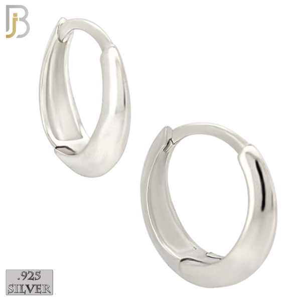 925 Sterling Silver Tapered Plain Sharp Edge Huggies Hoop Earrings - Rhodium Plated