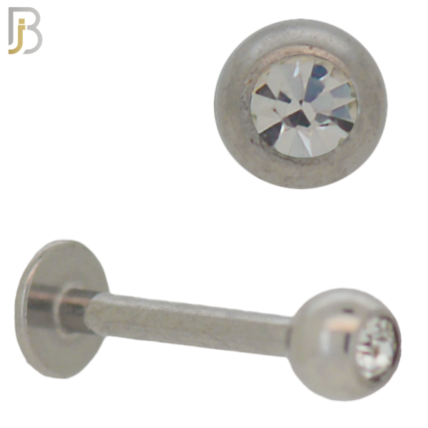 316L Surgical Steel Labret Screw Ball with CZ External Threaded