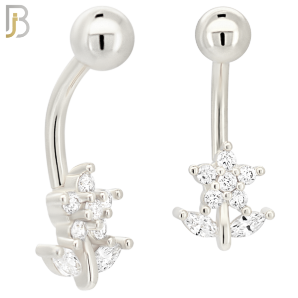 316L Stainless Steel Alien Skull with Multi CZ Banana Belly Ring and 5mm Screw Top - Steel