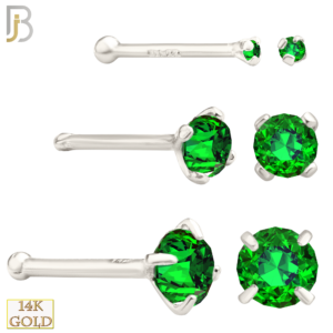 Gold Nose Bone with Emerald Colored CZ
