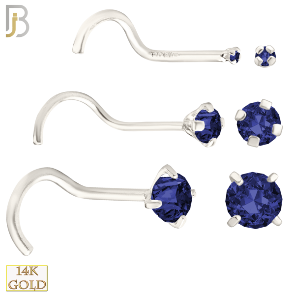 Nose Screw with Blue Sapphire Colored CZ - 1.5mm