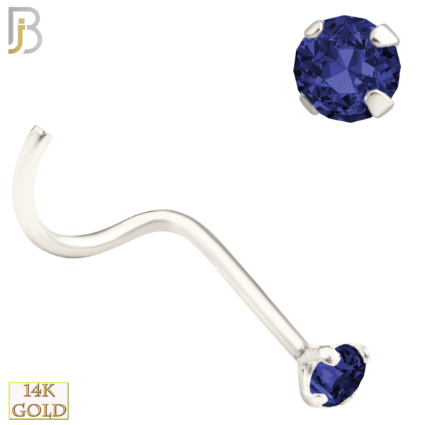 White Gold Nose Screw with Blue Sapphire