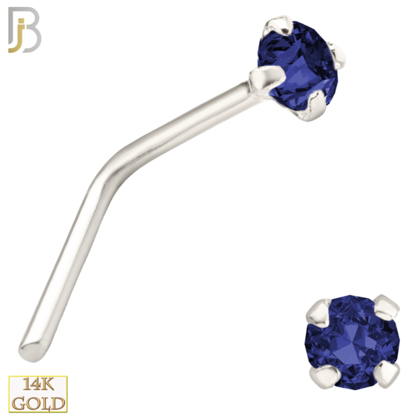 20g 14k White Gold L-Shaped with Blue Sapphire